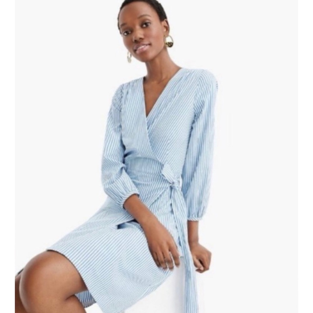 J.Crew Blue/White Striped Wrap Dress, 10P